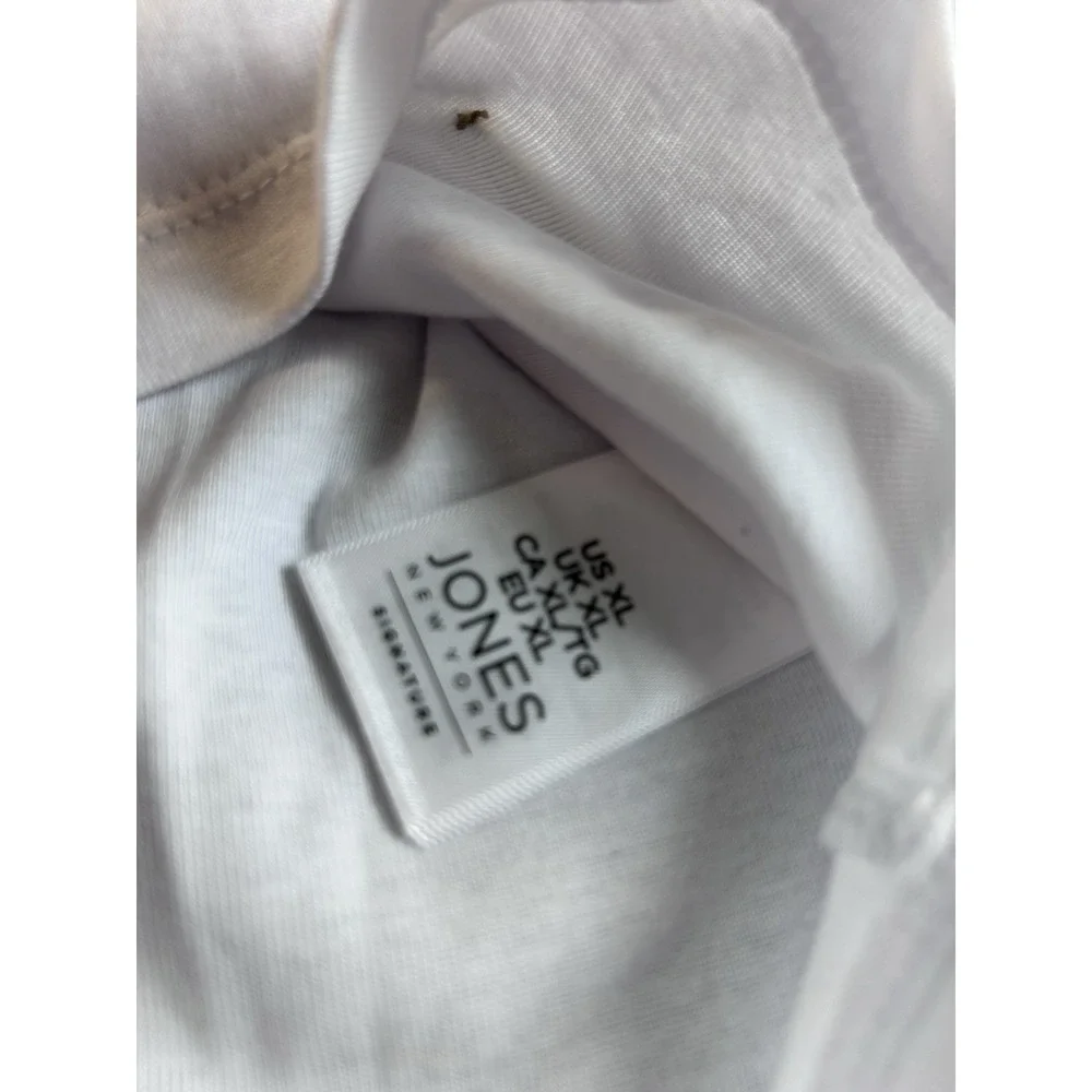 Jones‎ New York Womens XL White Top Nautical Stripe 3/4 Sleeve V Neck
